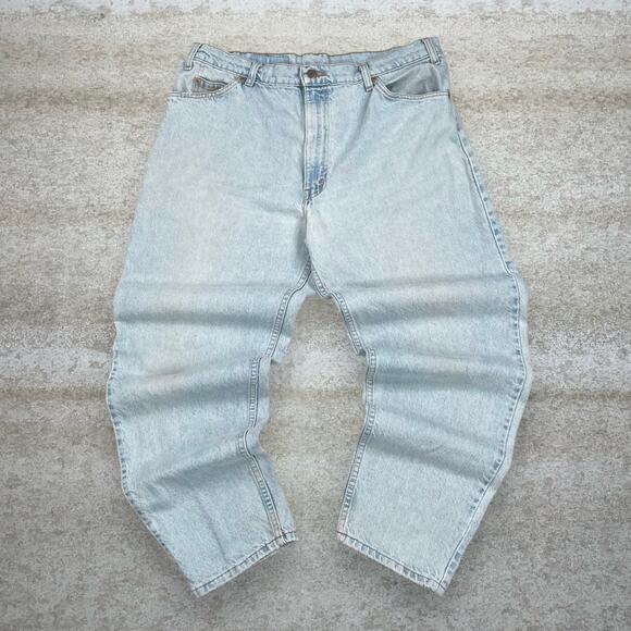 Vintage 90s Orange Tab Levis 550 Jeans 38x30 Relaxed Fit Light Wash Denim - Picture 2 of 5